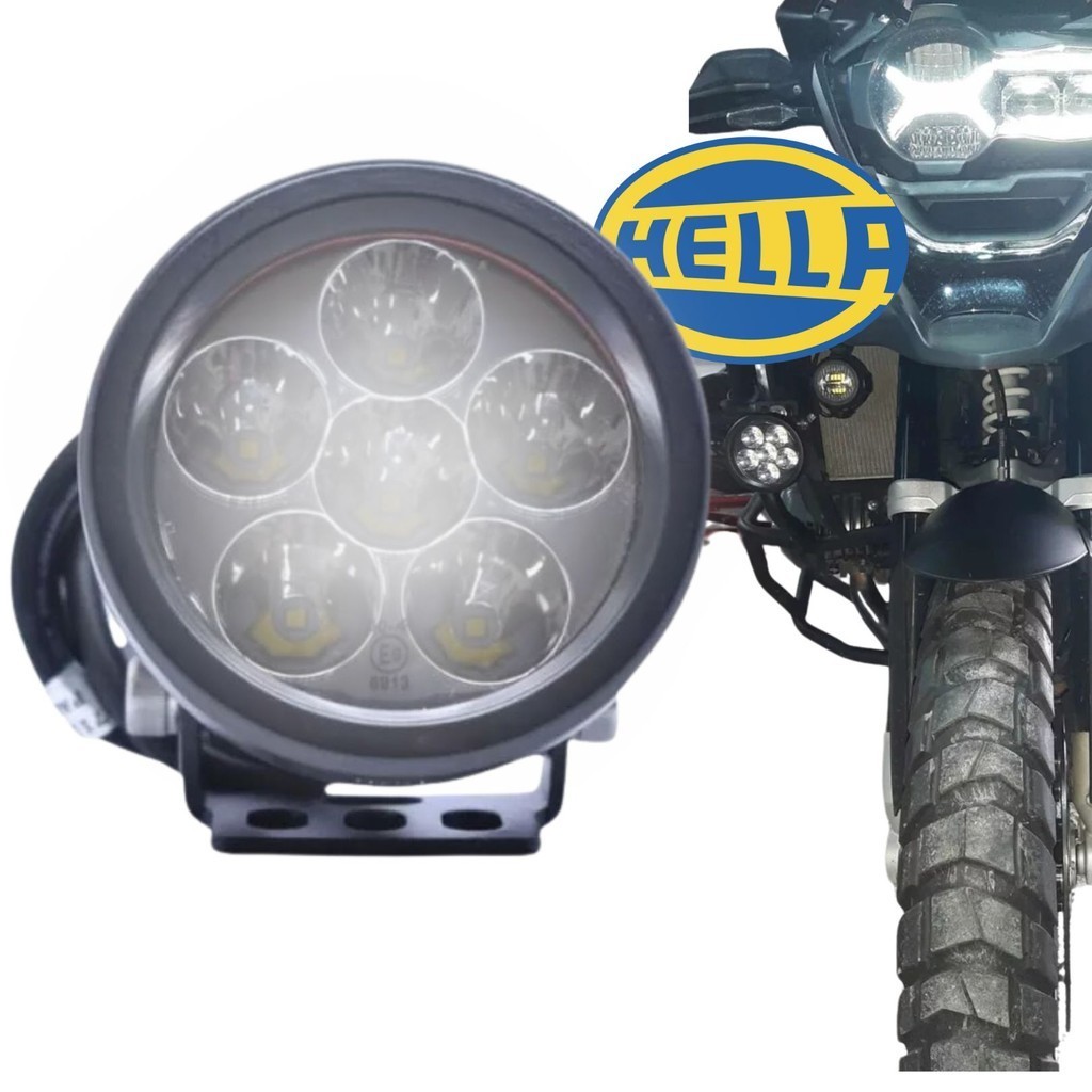 Farol Auxiliar LED ValueFit Hella 6 LED's 12V 24V 18W 1000LM Longo Alcance Moto em Oferta na Shopee