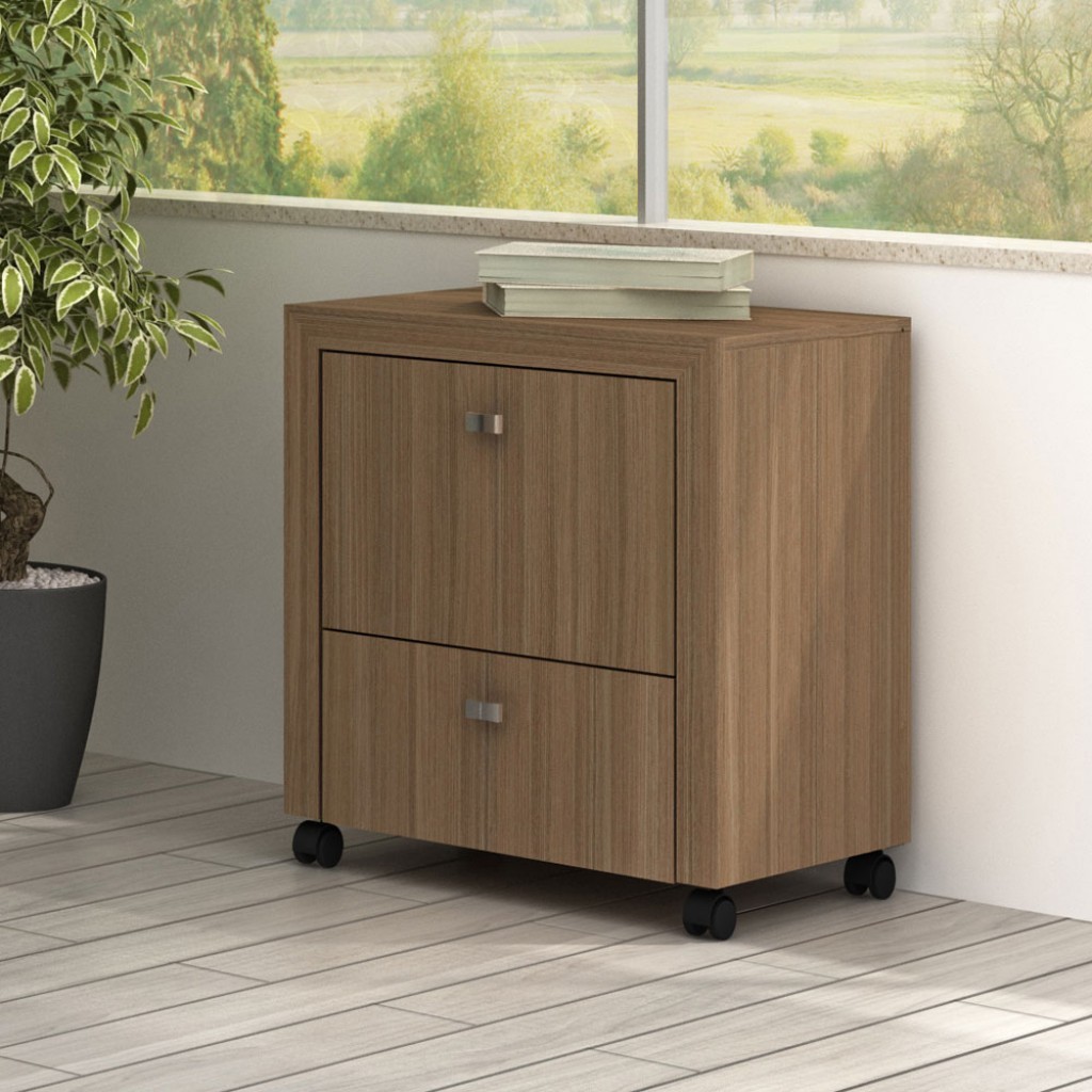 Gaveteiro Arquivo com Rodízios 2 Gavetas Me4112 Amendoa - Tecno Mobili em Oferta na Shopee