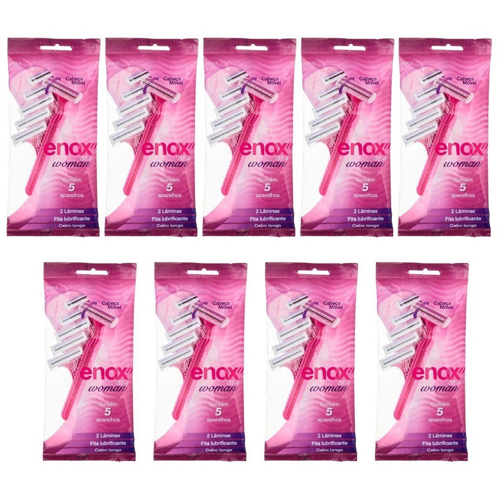 KIT APARELHO DE DEPILAR DESCARTÁVEL ENOX GT-2 WOMAN CÓD.1757 C/9