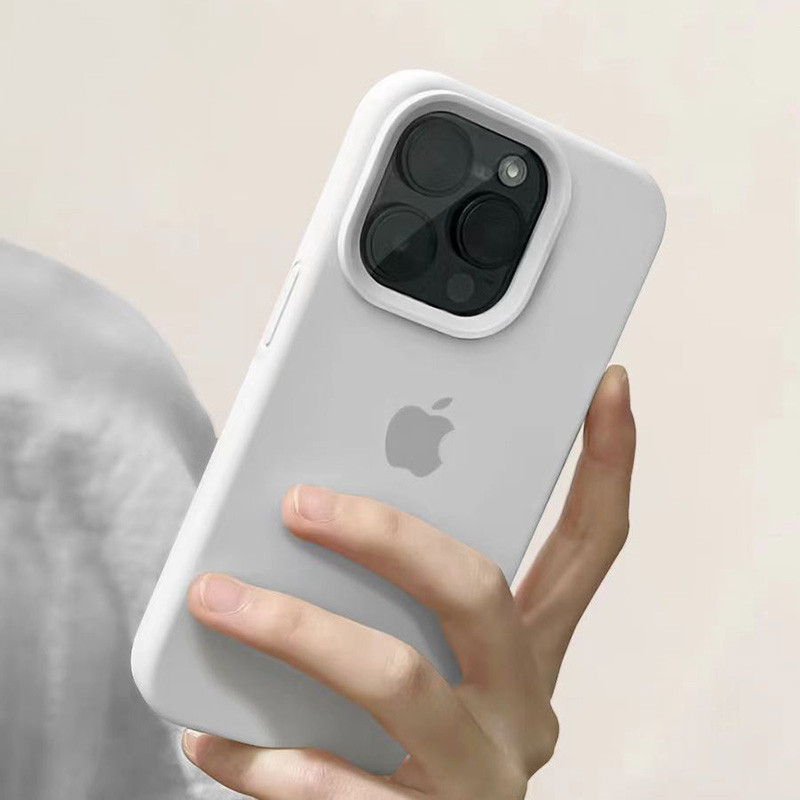 Capa De Silicone Líquido Original De Luxo iPhone 15 14 13 12 11 Pro Max Minimalista Resistente A Choques Veludo Embutido - detalhe