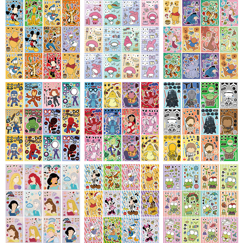 8 Folhas De Desenho Animado Anime Faça Um Quebra-Cabeça À Prova D'água Autocolantes De Grafite Para Capacete De Bicicleta Decalques De Lápis LanLanStickersWorld em Oferta na Shopee