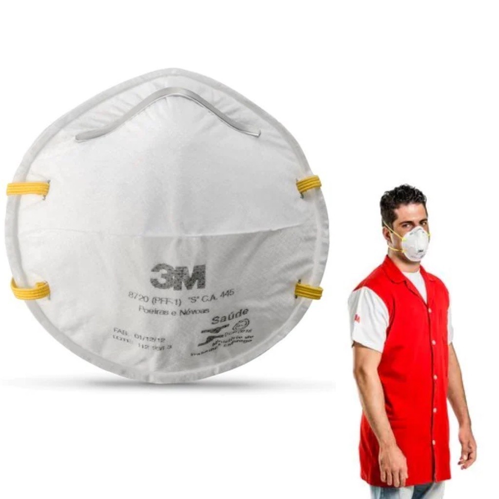 Kit 10 Respiradores 3M 8720 Máscara Descartável PFF1 Branca Proteção Respiratória contra Poeira e Névoas Clipe Nasal em Oferta na Shopee