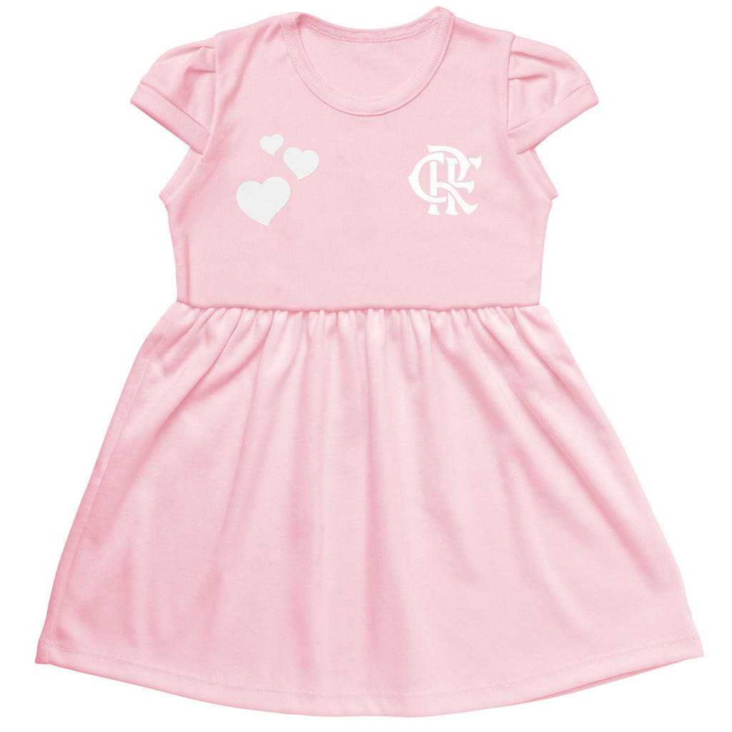 Vestido do Flamengo Infantil Canelado Oficial Torcidababy
