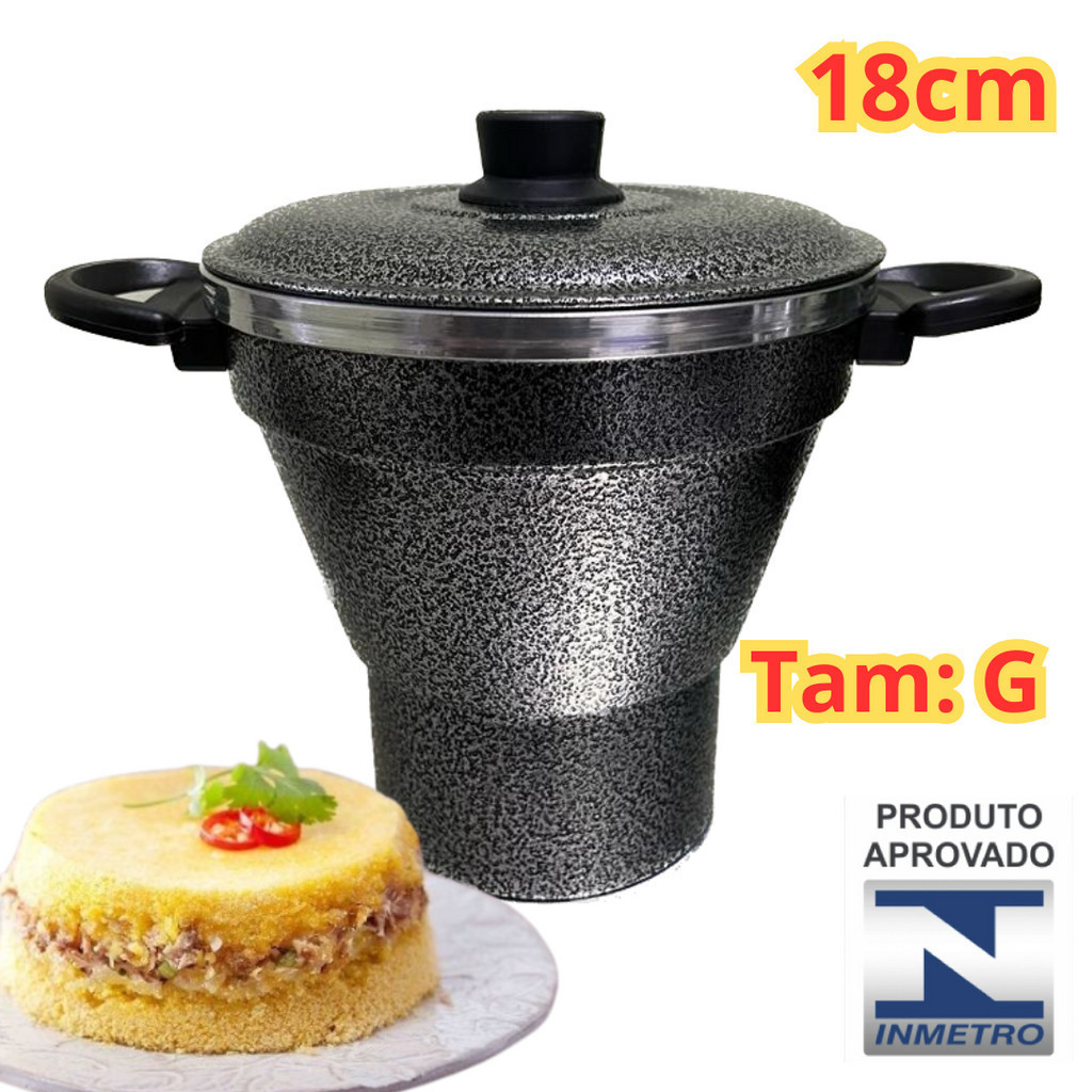 Cuscuzeiro Aluminio Craqueado TAMANHO G N.18 Cuscuz Nordestino