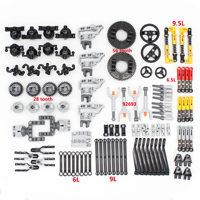 136pcs Technic MOC Amortecedor De Eixo De Bola De Direção Compatível Com Suporte De Cubo De Roda De Carro Mindstorms Blo