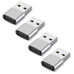 Kit 4 Adaptador Conector USB-C Fêmea Para USB Macho 3.0 Carregamento Dados