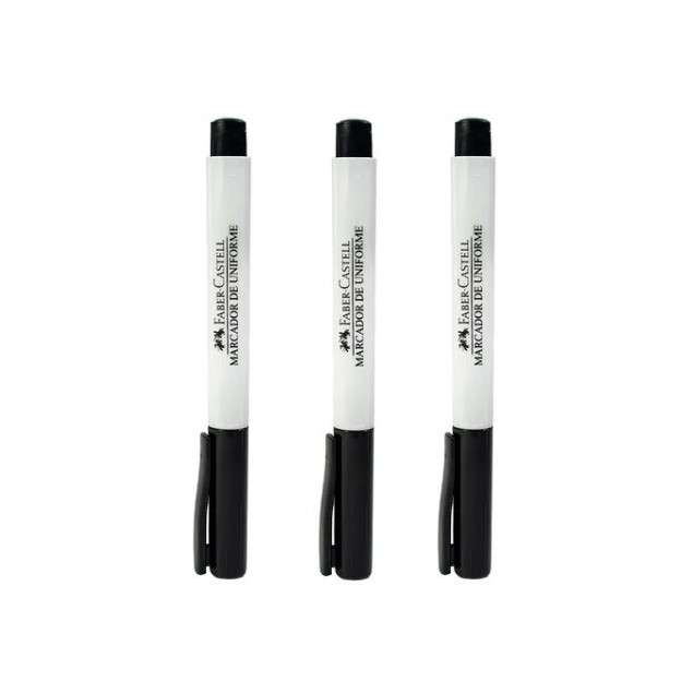 Kit 3x Caneta Marcador Permanente Preto Faber Castell Orig