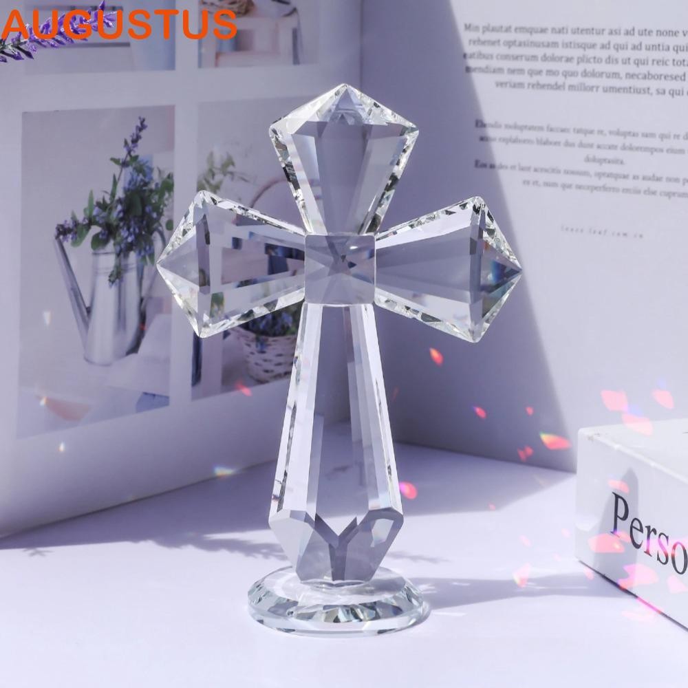 Ornamento De Cruz De Cristal AUGUSTUS , Artesanato Em Cristã Pé Cor AB , Estatueta De Cruzes Requintadas Feitas À Mão em Oferta na Shopee