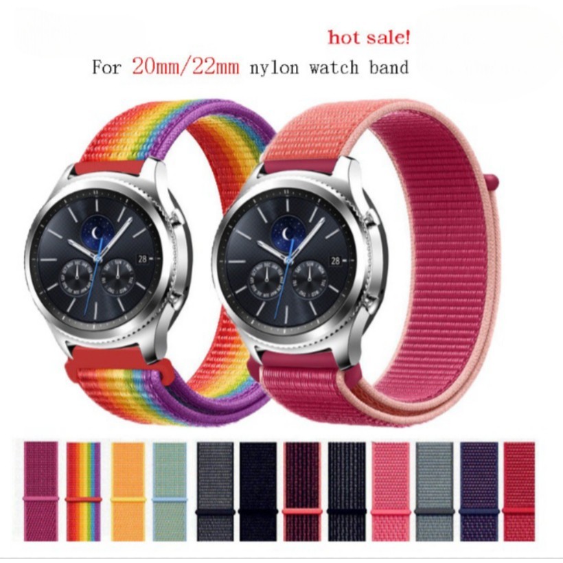 Pulseira Premium Nylon Velcro Para 20/22mm Compatível Galaxy Watch3 Active2 GTS3 GTR42/47mmGTR3/PRO AZAZFIT BIP GTS2MINI