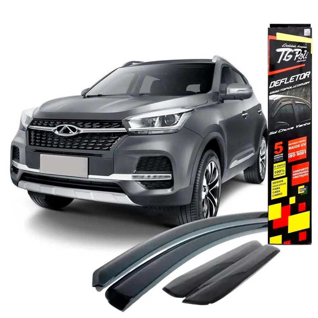 Calha de Chuva Chery Tiggo 5X 2018 a 2026 TG Poli Defletor 4 portas Protetor Janelas Fumê em Oferta na Shopee