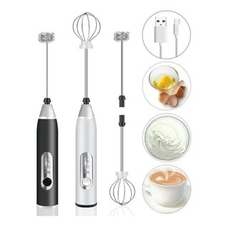 Mini Mixer Elétrico Portátil 2 em 1 Espumador de Leite Café Batedor de Ovos Recarregável