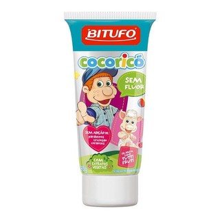 Gel Dental Bitufo Cocoricó Sem Flúor Sabor Tutti Frutti 90g em Oferta na Shopee
