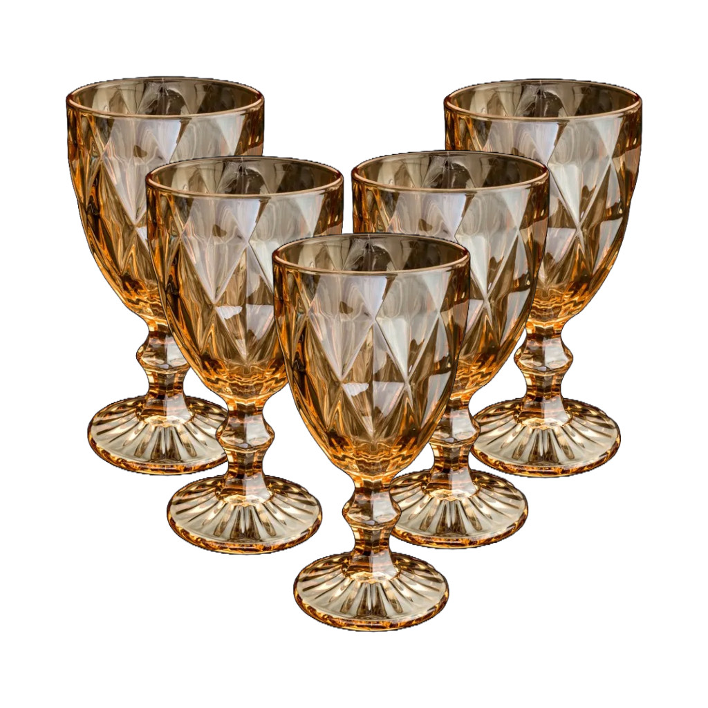 Jogo Taça De Vidro Dourada Diamond 340Ml kit em Oferta na Shopee