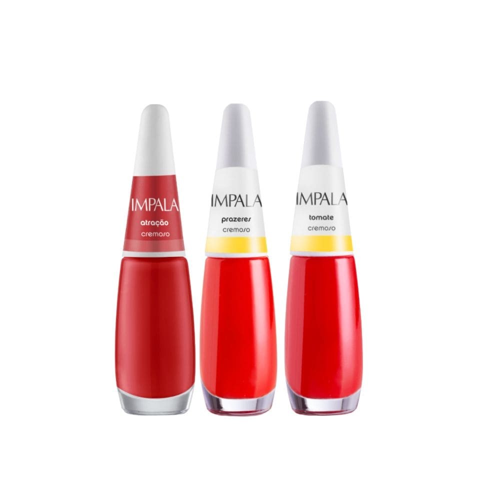 Kit 3 Esmaltes Impala Vermelhos Apaixonantes