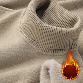 We.Fine Suéter Masculino de Gola Alta Outono Inverno Tricotado Quente de Veludo Manga Longa Casual Pulôver Suéter Base à em Oferta na Shopee