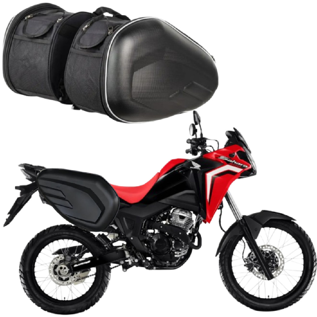 Alforges Bolsa 58L Bau Lateral Moto Bauleto Viagem Passeio Honda Sahara 300 Baslu