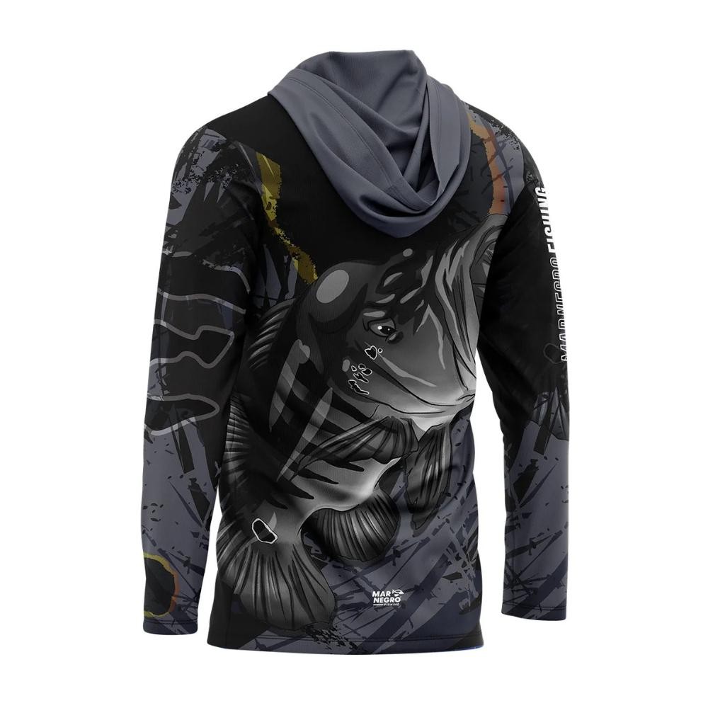 Camiseta Mar Negro Sublimada Capuz - Tucunare Ocelo