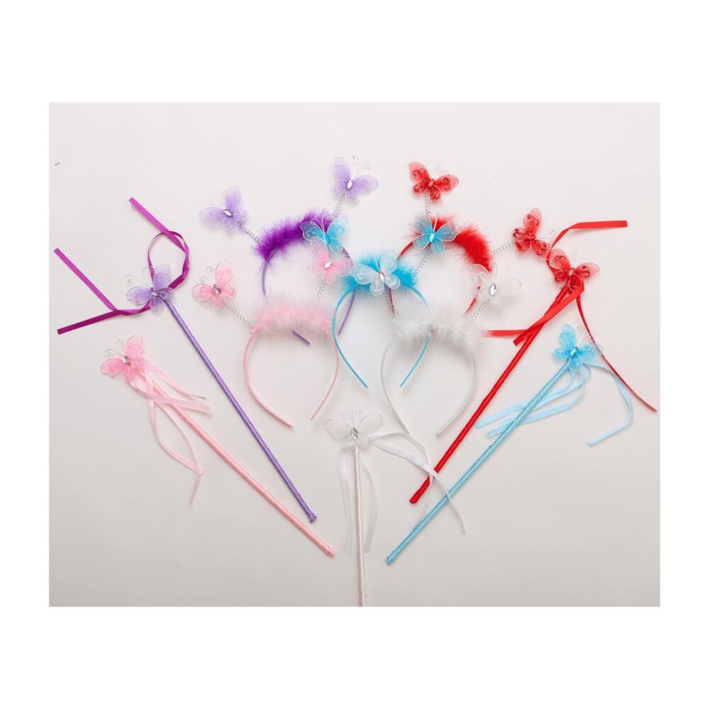 Kit Borboleta Varinha E Tiara Acessório Infantil