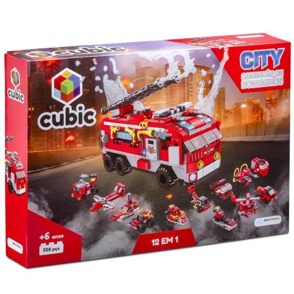 Bloco de Montar Cubic Bombeiro ? Brigada de Incêndio  Multikids