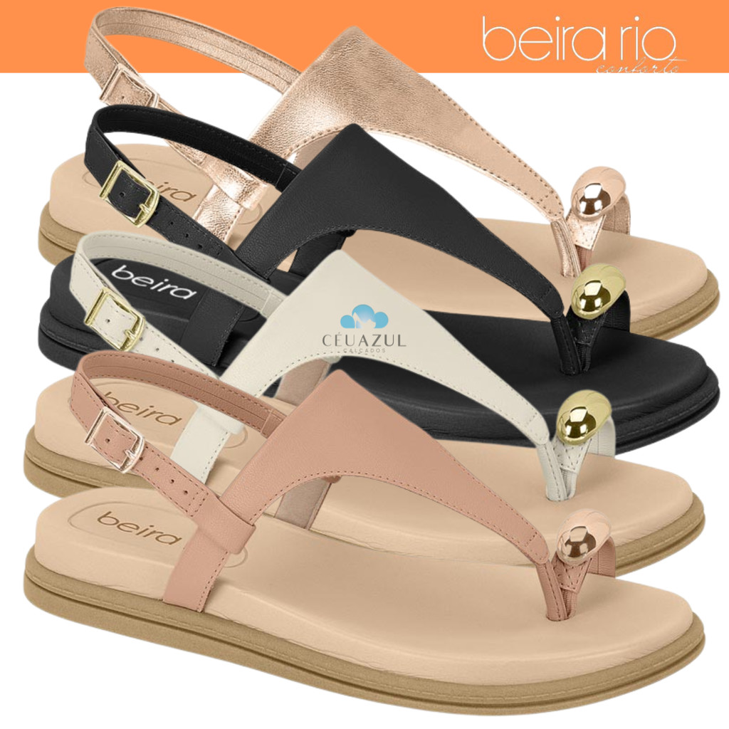 Sandalia Papete Beira Rio Dedo Metálico Dourado Estilosa Lançamento em Oferta na Shopee