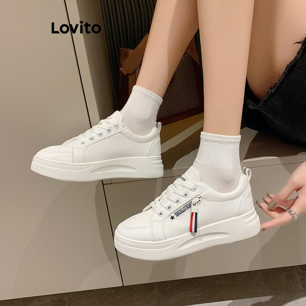 Lovito Base Casual com zíper liso versátil bolo triplo tênis leve com fundo macio para mulheres LFA62247 - Women Shoes