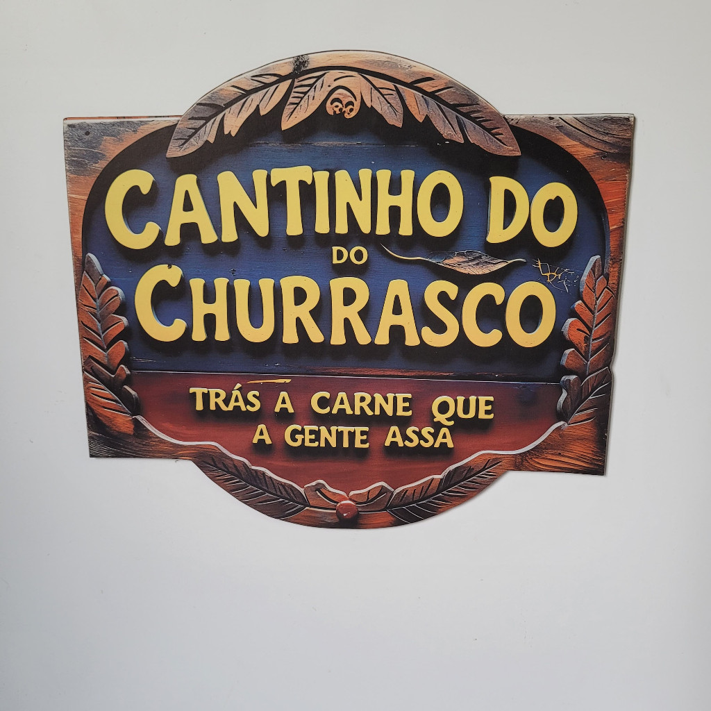Placa Decorativa Cantinho do churrasco 32cm em MDF 2D