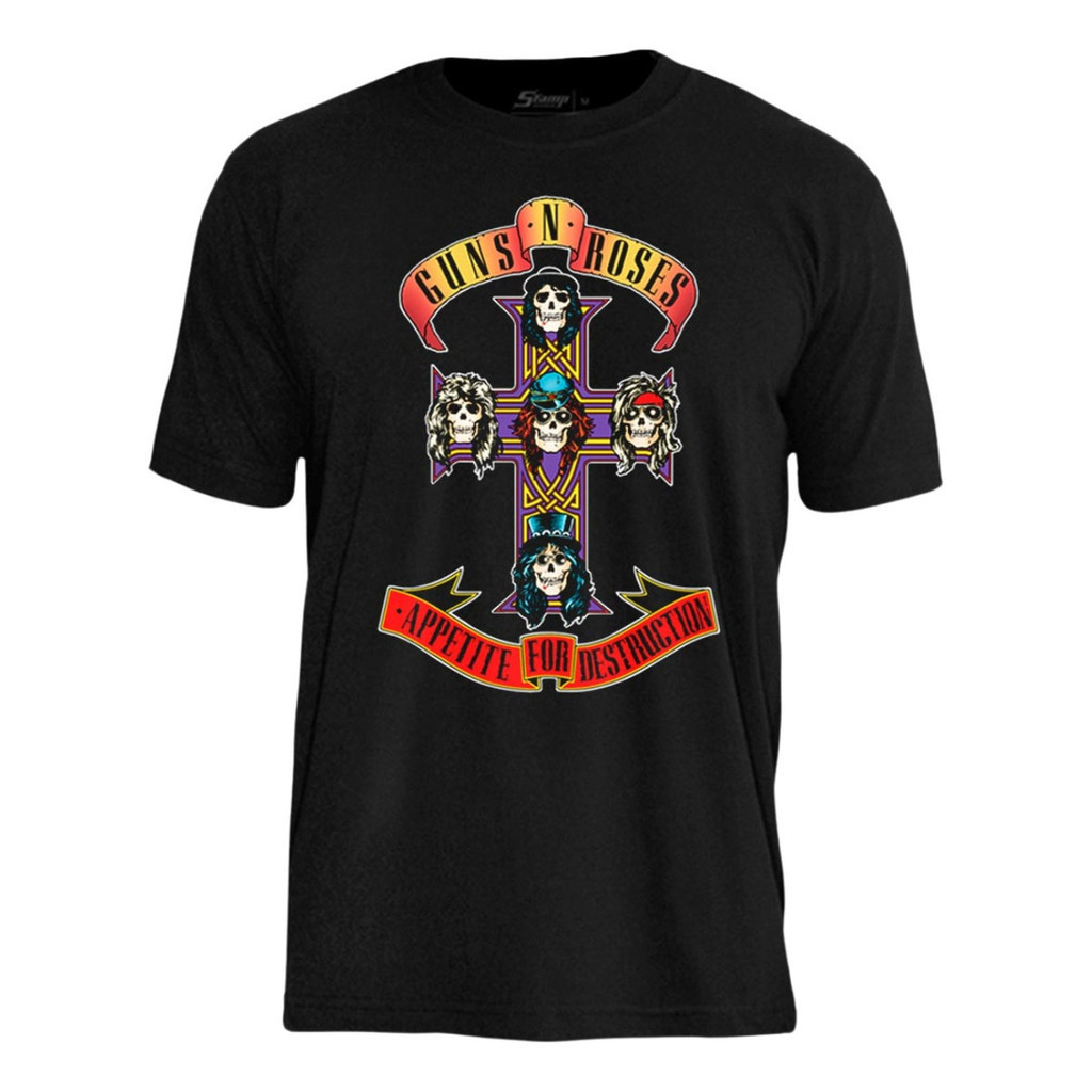 Camiseta Guns N' Roses Appetite For Destruction Stamp em Oferta na Shopee