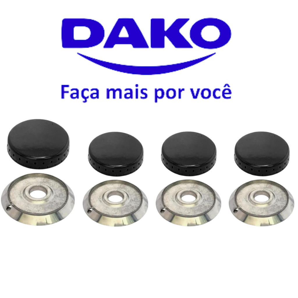kit 4 bocas singolo fogao continental dorato ou dako 3p 1gd queimador sem tubo + tampas em Oferta na Shopee