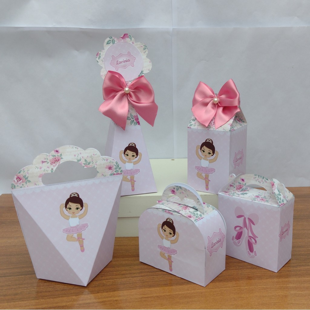 PEGUE E MONTE - Kit Festa Personalizados BAILARINA ROSA Lembrancinhas Caixinhas para Aniversário