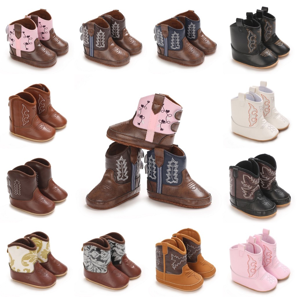 Botas De Bebê Retrô PU Fofas Estampadas Casuais Bordadas Adequadas Para De 0 A 18 Meses Sapatos De Caminhada Bebês