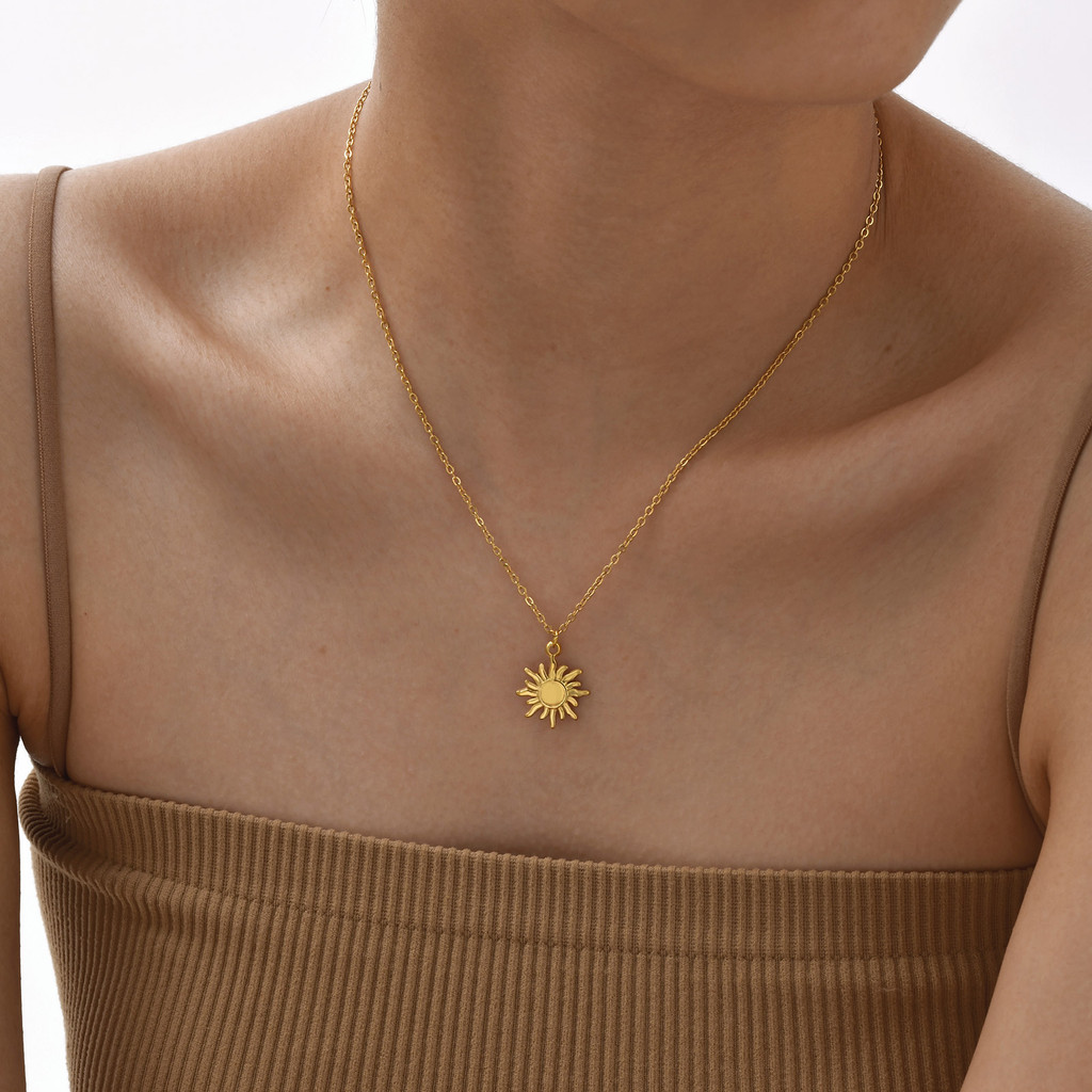 Vnox Cruz Corrente Girassol Pingente Colar Para Mulheres Homens, Aço Inoxidável Boho Ajustável Gargantilha Jóias · foto 2