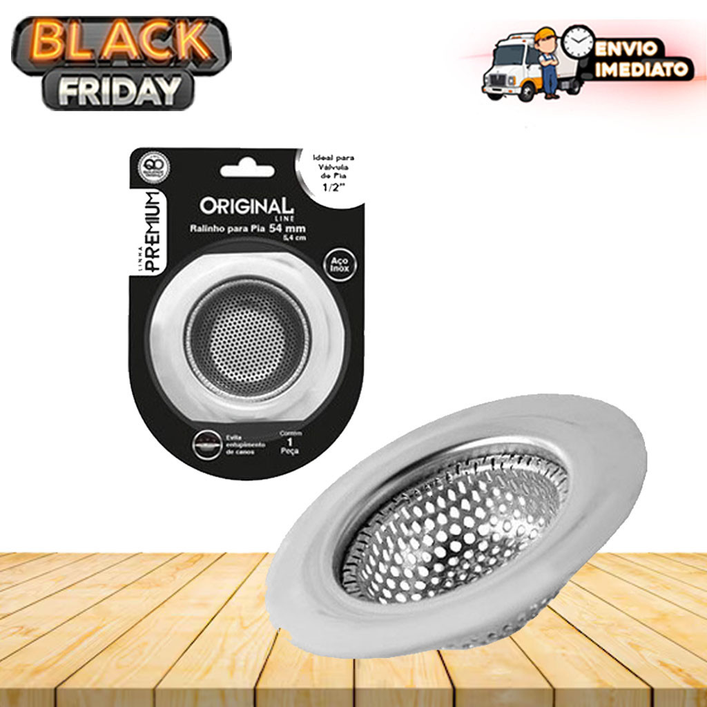 Ralinho Ralo para Pias e Tanques – Aço Inox Original – Tamanhos Diferentes | 1 Unidade