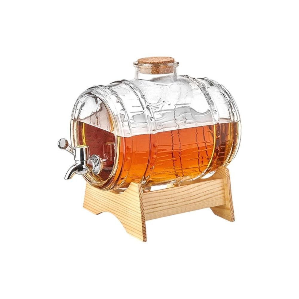 Barril Tonel Cachaça 3 Litros De Vidro Com Suporte Madeira