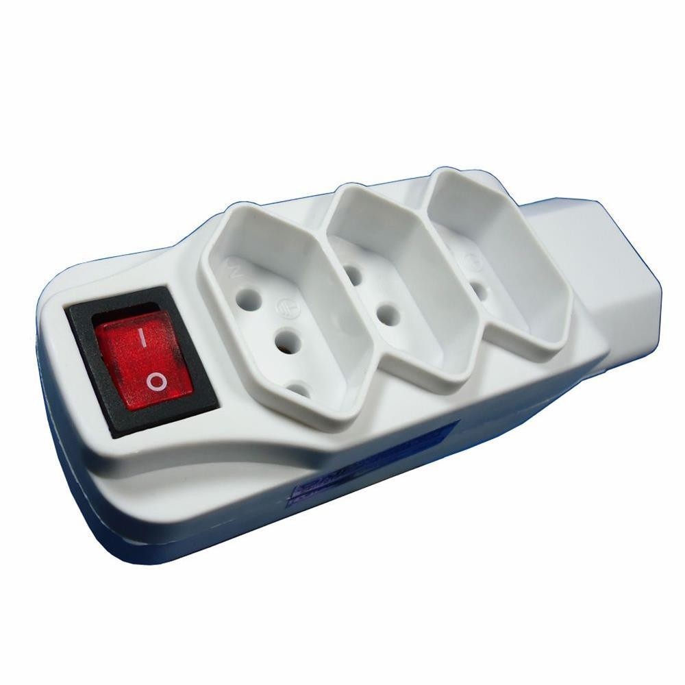 Adaptador Universal - 4 Tomadas - 2 Pinos + Terra - Com interruptor - DNI 7013