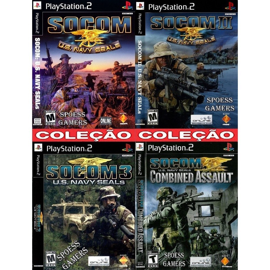 Jogo Ps 2 Socom Ps2 ( Tiro ) Coleção (4 Dvds)  Leve 4 Pague 3