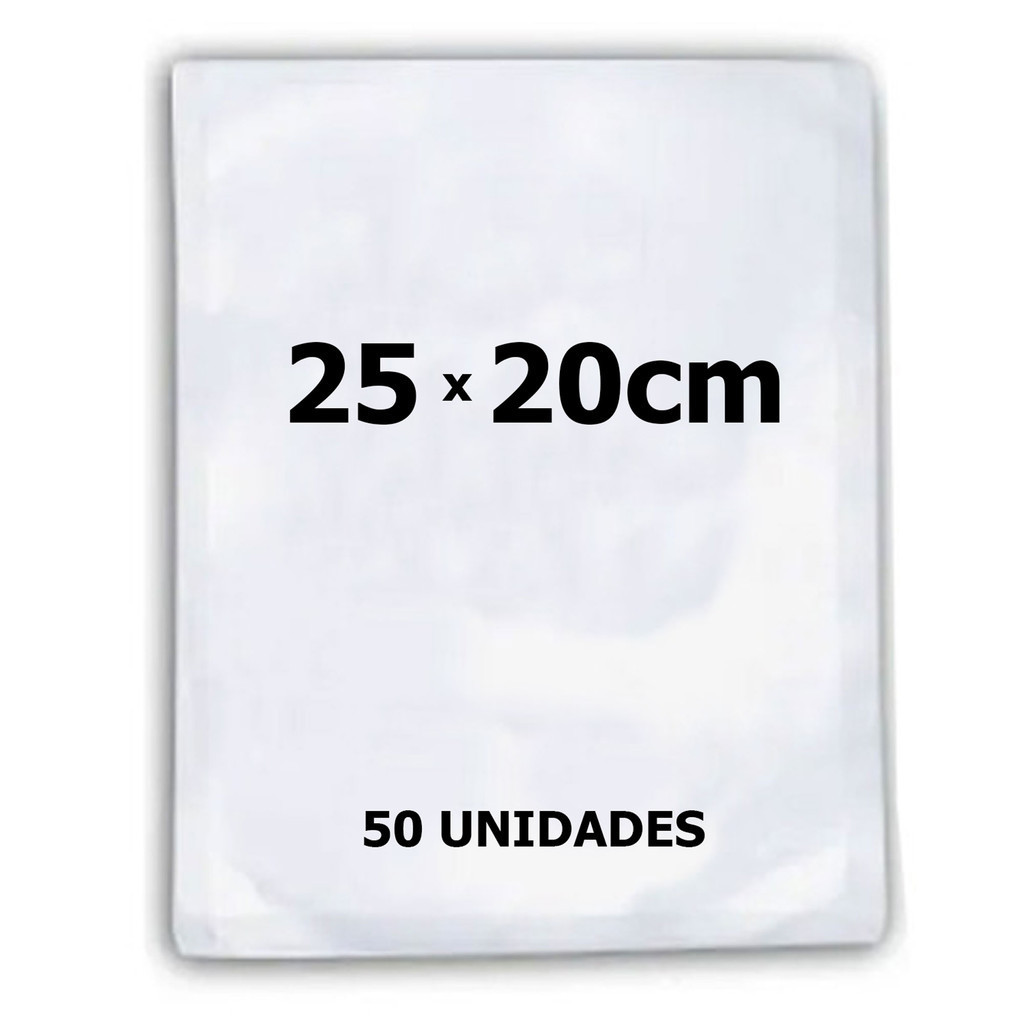 Saco Plástico 25x20cm Embalagem Ranhuras Seladora A Vácuo 50 Unidades