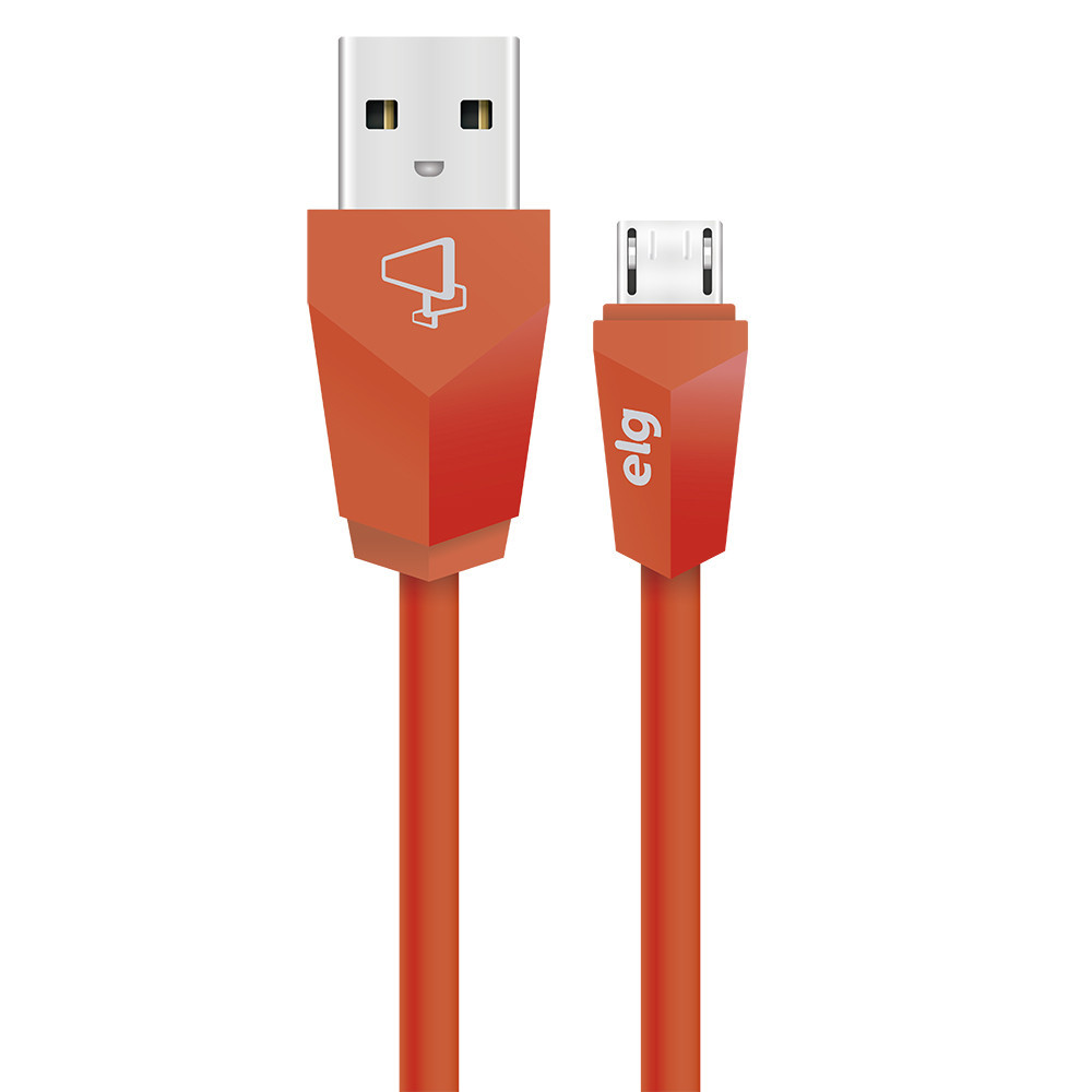 Cabo Micro USB, Sincronização e Recarga 12W 2.4A, Suave ao Toque, 1 metro, Laranja, M510LR, ELG em Oferta na Shopee