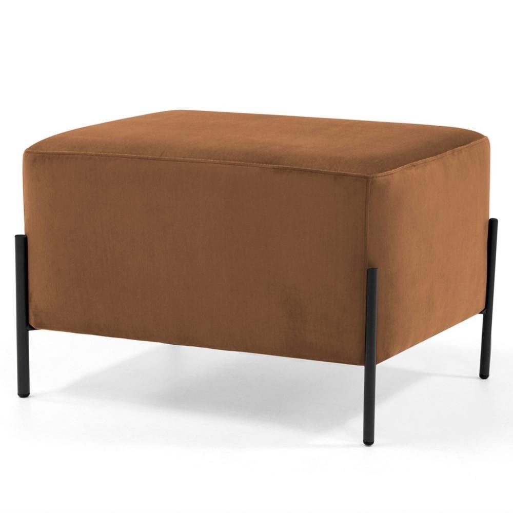 Puff Decorativo 60cm Base Aço Status C-262 Veludo Telha - Domi