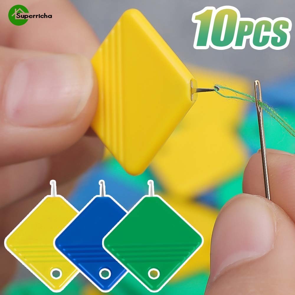 10Pcs Rosqueador De Agulhas De Cor Mista-Quadrado , Plástico , Simples-Para Máquina De Costura , Bordados , Pontos Cruzados-Ferramentas Doméstica-Dispositivo Guia De Rosqueamento