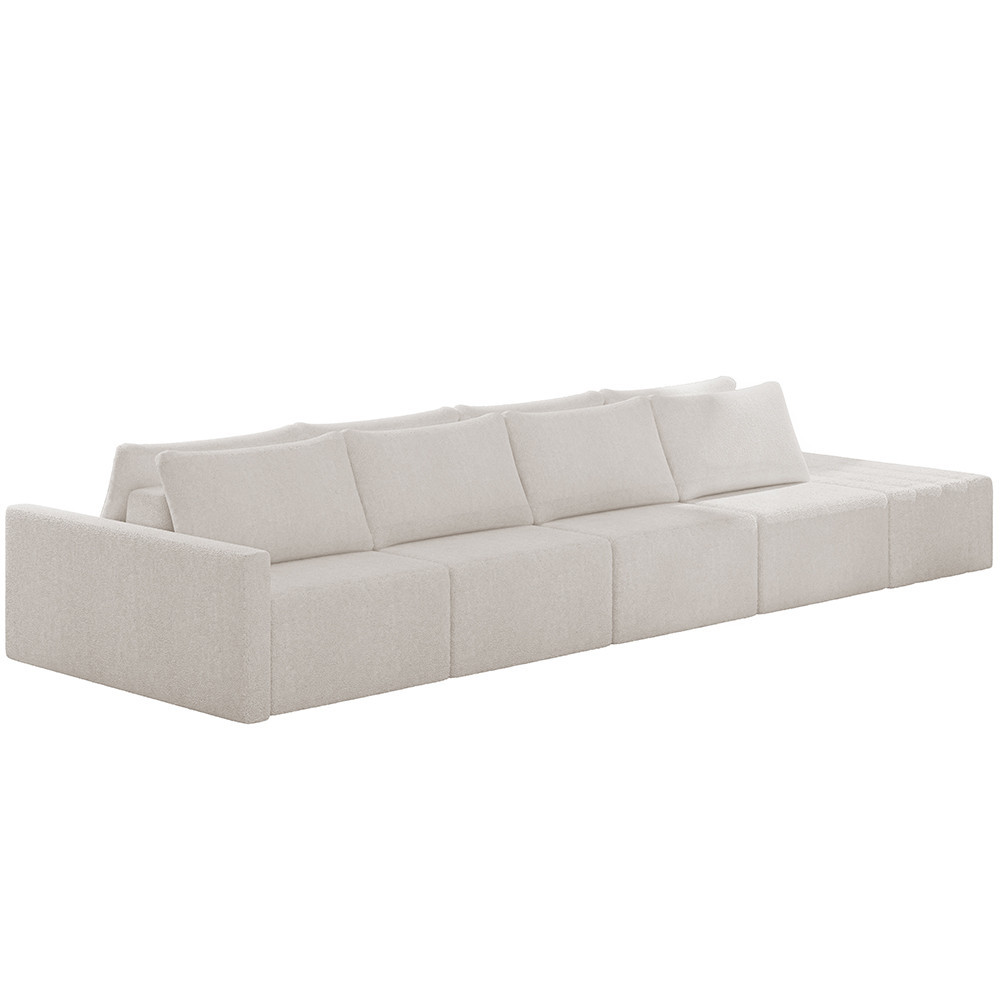 Sofá Ilha Modular Para Sala 392cm com Puff Dublin K01 Bouclê Creme - Lyam Decor