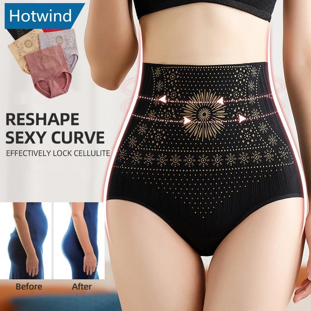 HW Roupa Íntima Feminina De Emagrecimento Butt Lifter Calcinha De Cintura Alta Modelagem De Barriga Plana Cueca Sem Costura De Controle Pós-Parto D9X4