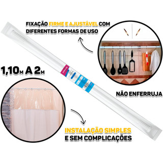 Suporte Varão Extensível Em Alumínio Para Cortina Banheiro Box 110 x 200 Atlas em Oferta na Shopee