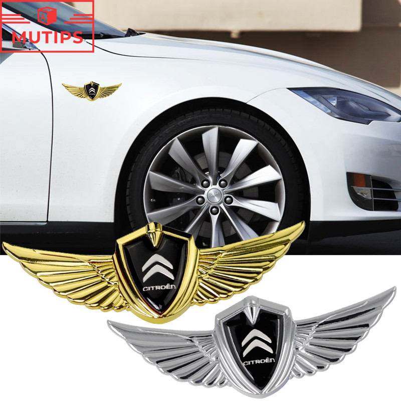 Citroen Carroçaria De Carroceria Metálica 3D Logotipo Das Asas Autocolante Decoração Emblema Para c4 c5 c3 Aircross e-c4 DS5 DS7