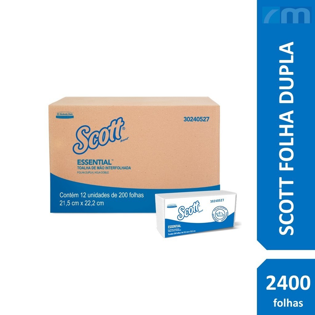 Papel Toalha Folha Dupla Interfolhado Scott Essential Caixa 2400 Folhas