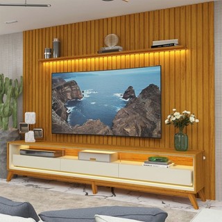 Rack com Painel para Tv até 85 Polegadas Led 3 Gavetas com Pés Madeira 275cm Nobre/requinte 100% MDF Naturale/Off em Oferta na Shopee