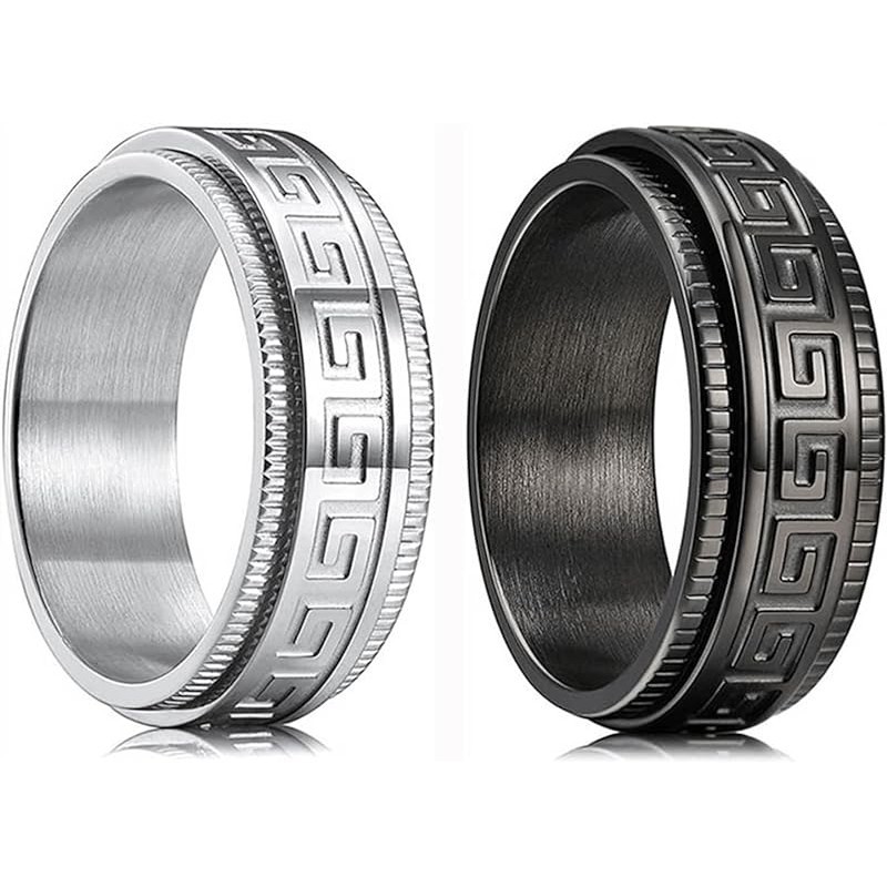 Anel Rotativo Masculino, 2 Anéis Masculinos de Aço Inoxidável, Anel Antiestresse, Anel Elegante para Casais, Joia de Mod