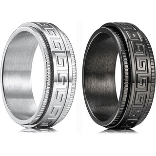 Anel Giratório Masculino, 2 Anéis Masculinos de Aço Inoxidável, Anel Antiestresse, Anel Elegante para Casais, Joia de Mo
