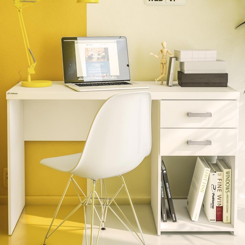 Mesa para Computador 2 Gavetas Afrodite Branco Bp - Politorno em Oferta na Shopee