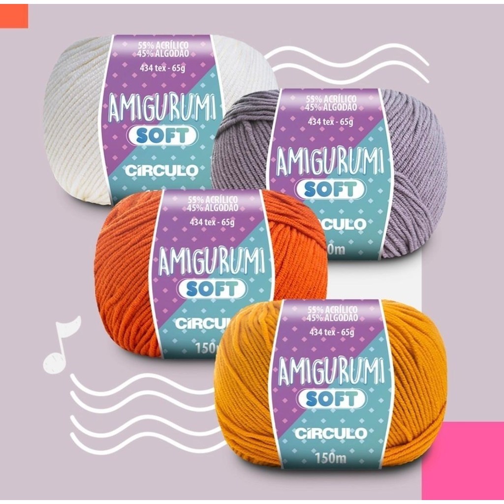 Linha Amigurumi soft 65g 150 metros - 55% acrílico 45% algodão