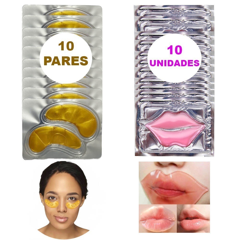 Kit 10 Hidratante Labial E 10 Pares Máscara Para Olhos em Oferta na Shopee
